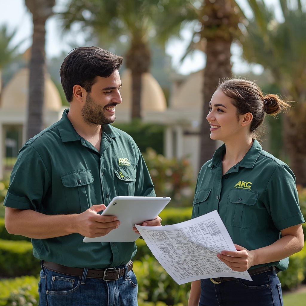 Equipo de jardineros profesionales